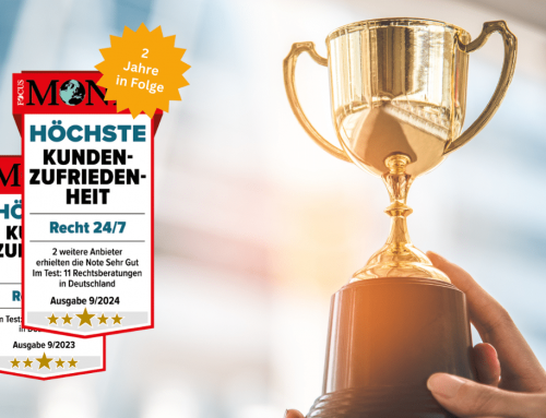 Recht 24/7 sets standards again: Awarded by FOCUS Money for highest customer satisfaction for the second time in a row!